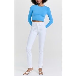 NWT L'AGENCE Josie High Rise Skinny Split Hem Jeans Blanc White